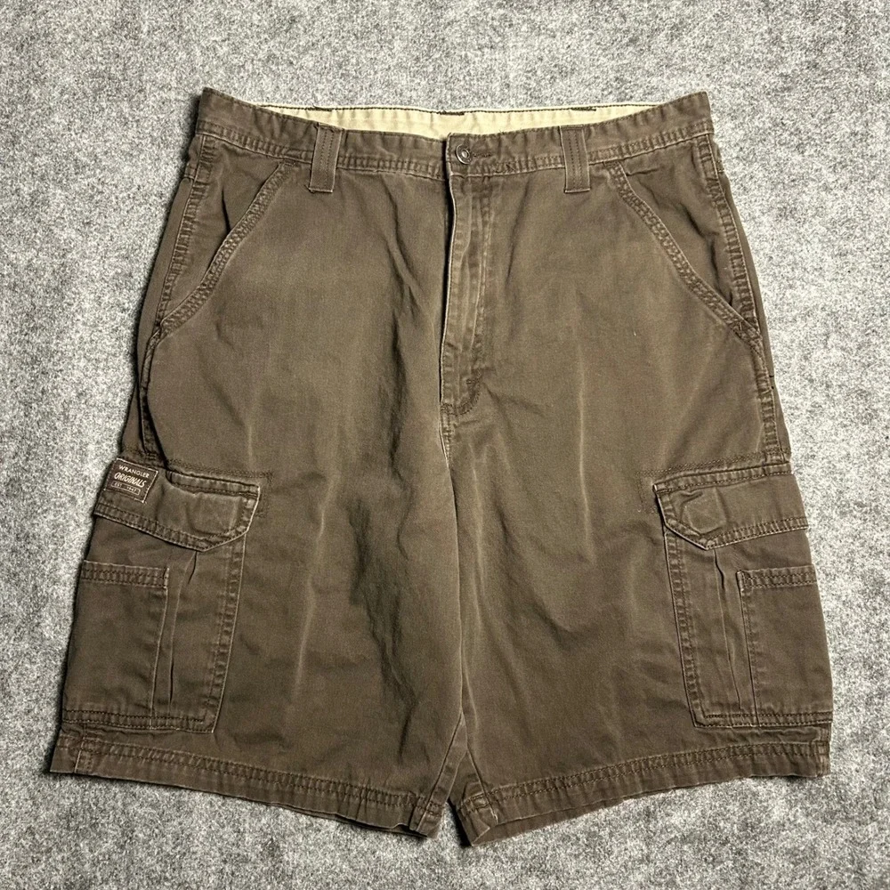 Wrangler Originals Brown Cargo Shorts Skater Baggy Y2K 90s Mens Size 34